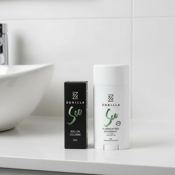 two products cologne and deodorant 