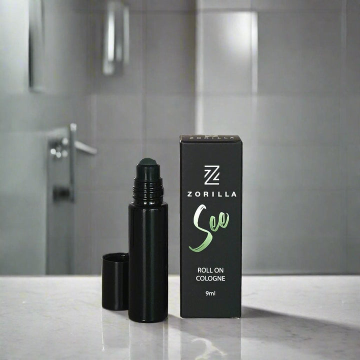 Zorilla roll-on cologne with packaging on a white background