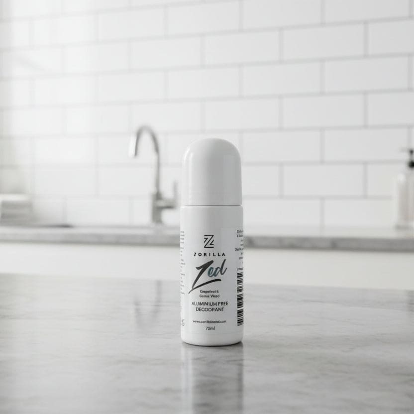 Zorilla Zed Deodorant with grey background 